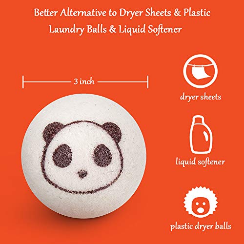 image for Wool Dryer Balls - Cute Panda - Reusable Premium Quality Organic Eco P