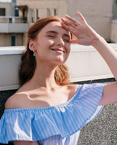 Small Gold Huggie Hoop Earrings Shell Pearl Drop Dangle Post Earrings Hanging Lightweight Handmade Jewelry for women2