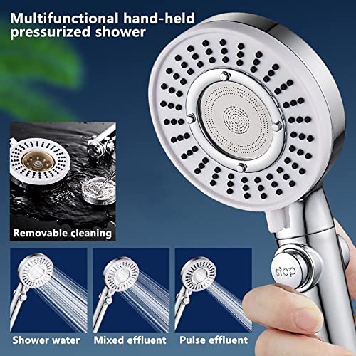 Pommeau de douche haute pression blanc à 3 modes réglables