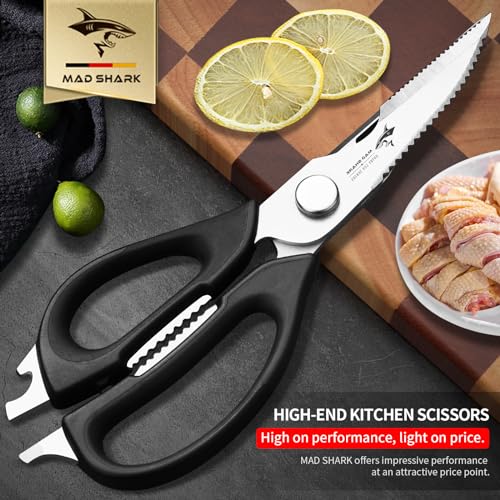 Kitchen Scissors All Purpose Kitchen Shears Come Apart,Stainless Steel Utility Scissors with Comfort Grip,Heavy Duty Poultry Shears for Chicken,Meat,Fish,Dishwash Safe (BLACK) - Thumbnail 4