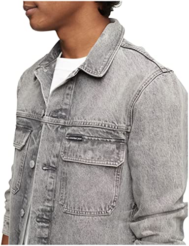 Calvin Klein Men's Palmer Grey Utility Trucker Jacket, Extra Extra Large #TOP2