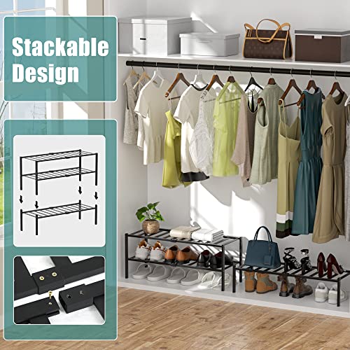 Allinside Bamboo Shoe Rack, 3 Tiers Shoe Storage Organizer, Detachable Durable Shoe Shelf, Shoe Stand For Entryway Closet Bathroom Balcony(Black) #TOP1