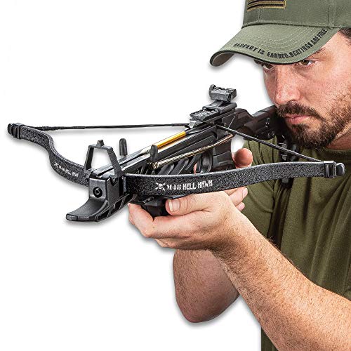 M48 Hell Hawk SELF-Cocking Assault Crossbow Pistol - Lightweight Fiberglass Construction, 185 FPS, Bolts Included - Length 24 2/5”