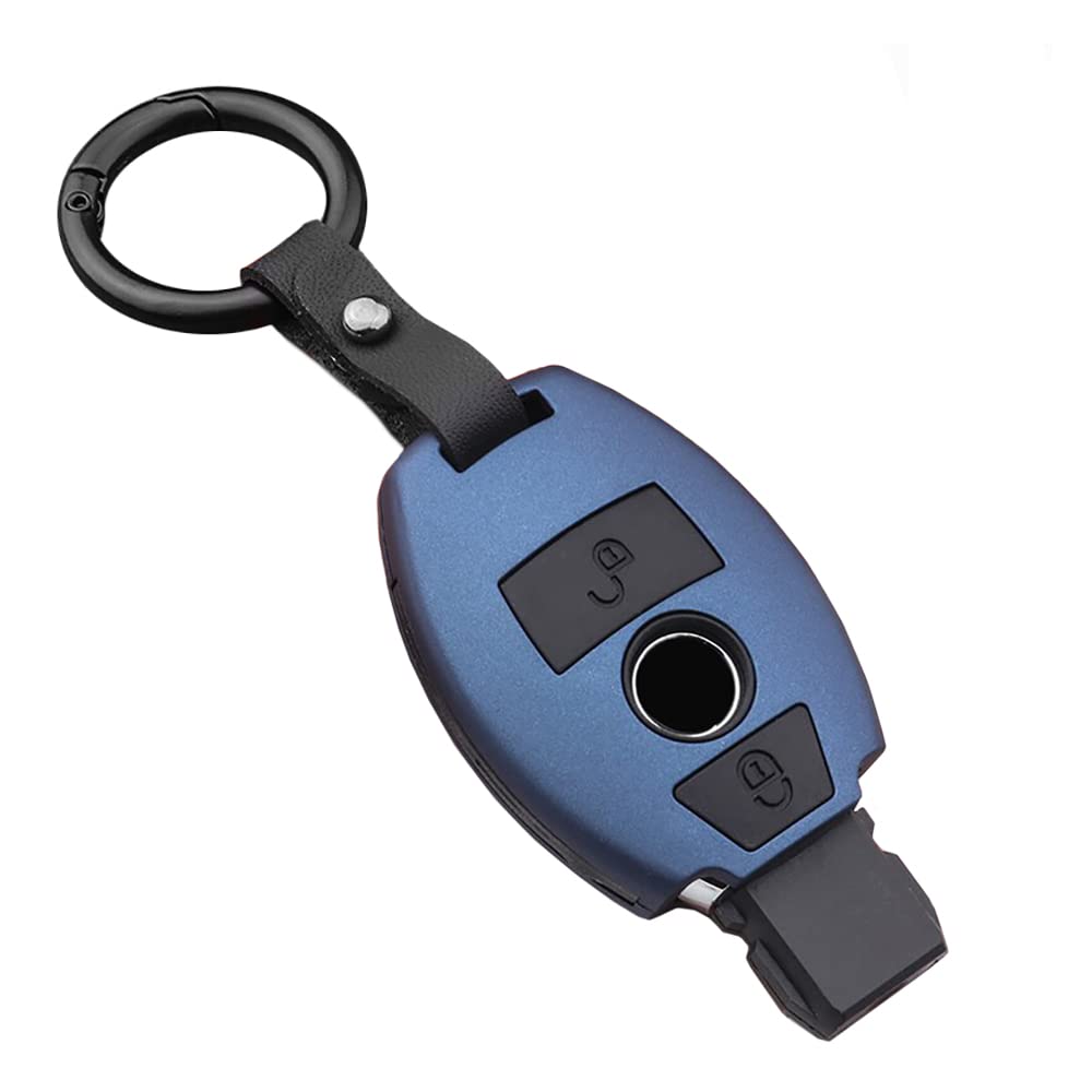 Ontto Custodia Portachiave Per Mercedes – ABS + Silicone, Adatta Per Classe A B C E V GLA GLC GLK GLS, 3 Tasti, Blu - 3