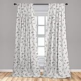 Lunarable Grey Curtains, Illustration of Weird Forest Animals in Retro Style Rabbit Fox Dear Wild Life Boho Art, Window Treatments 2 Panel Set for Living Room Bedroom, Pair of - 28' x 84', Grey
