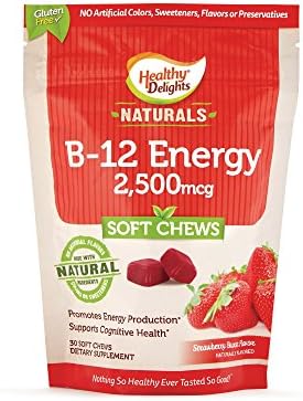 Healthy Delights Naturals B12 2500 mcg Soft Chews, Strawberry, 30 Count
