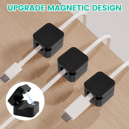Organizador Magnético para Cables, Clips Magnéticos para Gestión de Cables Bajo Escritorio, Adhesivo para Organizar Cables de Cargador, Soporte Magnético para Hogar y Oficina miniatura 4