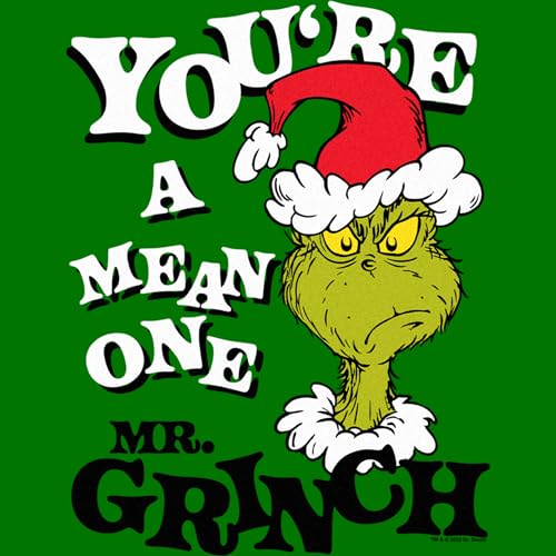 Camiseta masculina Dr. Seuss Christmas Grinch You're a Mean One retrato, Verde Kelly, M