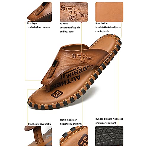 Tongs d'été pour hommes chaussures plage cuir à clip plates