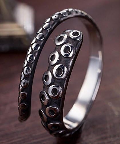 AZYOUNG 316L Stainless Steel New Pirate Octopus Tentacles Black O-Shaped One Size Opening Ring - Image 4