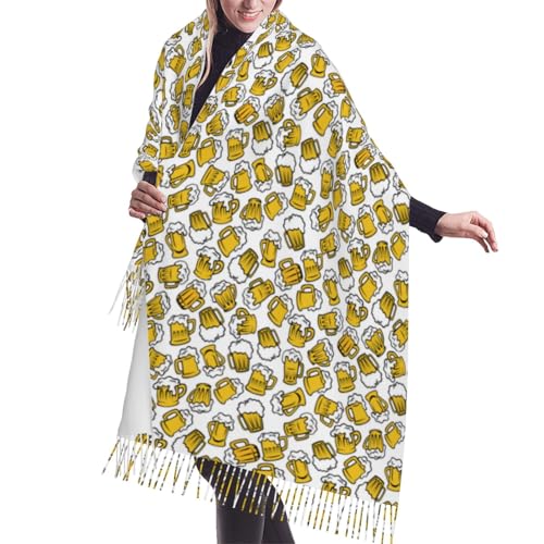 VOSERY Womens Scarf Pashmina Shawls Wraps - Beer print A Fashion Scarves Fall Winter Large Blanket Scarf