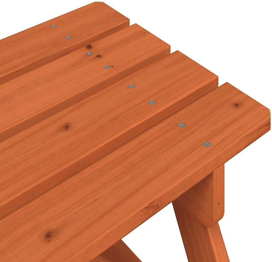 Kids Picnic Table for 4 Children, Solid Fir Wood Outdoor Dining Set with Umbrella Hole, Garden Patio Deck Furniture for Ages 3+