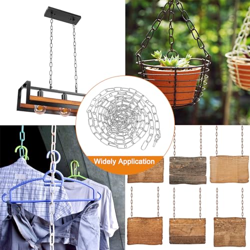 Image of PATIKIL 10 Feet Lighting Chain for Hanging Lamp, 2 Set Chandelier Chain Light Fixture Chain Load Capacity 65 Lbs for Pendant Light, Ceiling Fan, Silver