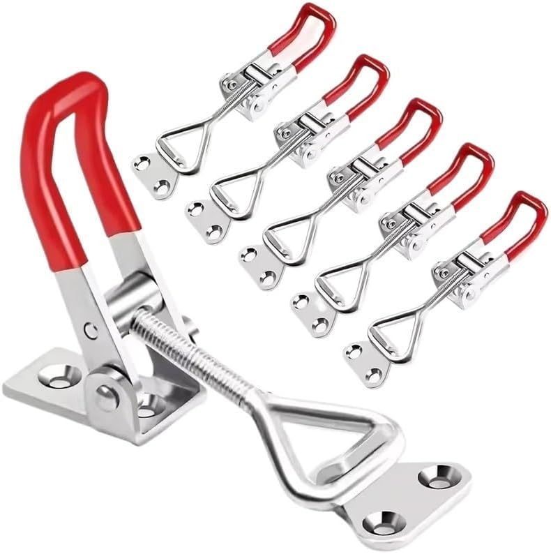 8PCS Iron Galvanized/Stainless Steel Adjustable Toggle Clamp Catch Clasp Quick Release Clamp Anti-Slip Push Pull Toggle Clamp(8pc)