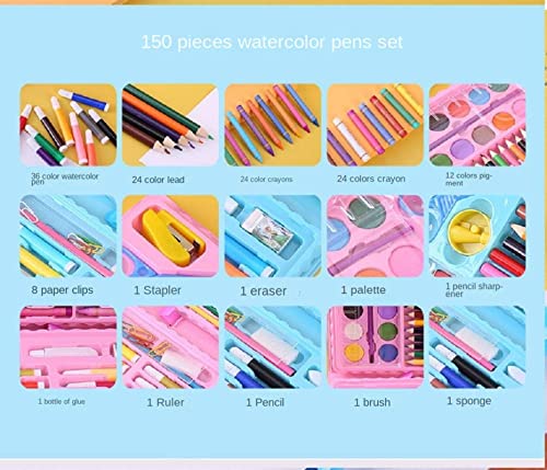 JJMARY Kit de pintura de caneta aquarela, 150 cores de papelaria de aquarela lavada, pincel de lápis