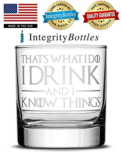 Integrity Bottles Premium Wine Glass, Deep Etched 14.2Oz Stemless Glass With Got Quote, Made In Usa, Stemless Gifts, Sand Carved By Hand (That's What I Do I Drink And I Know Things) #TOP3