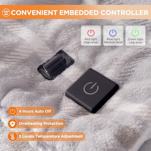 Image of Westinghouse Heated Car Blanket with 3 Heating Levels, 4 Hours Auto Off, 12 Volt Electric Blanket for Car, Truck, SUV, RV, Machine Washable, 59 inch x 43 inch, (Beige Buffalo Plaid)