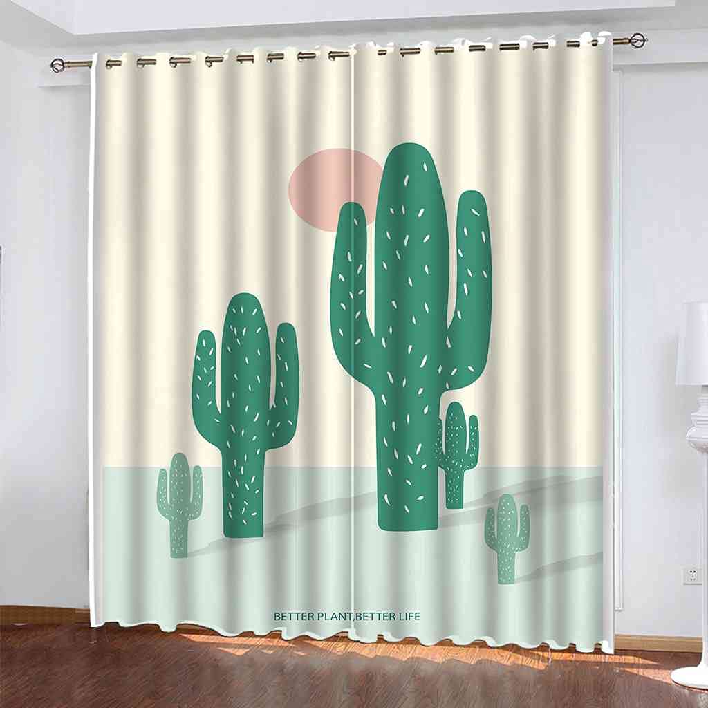 Rideau occultant cactus isolant thermique et phonique pour chambre d'enfant 2x 200x160cm