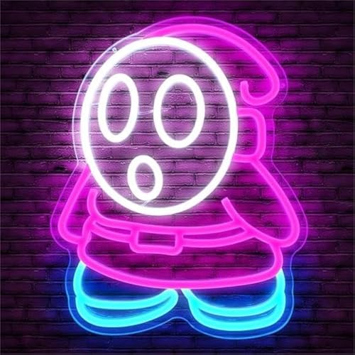 Image of Cheunyar Shy Guy Neon Sign from Gaming Neon Sign Dimmable Ghost Led Neon Light for Bedroom Kids Game Room Man Cave Birthday Halloween Decor Christmas Gift