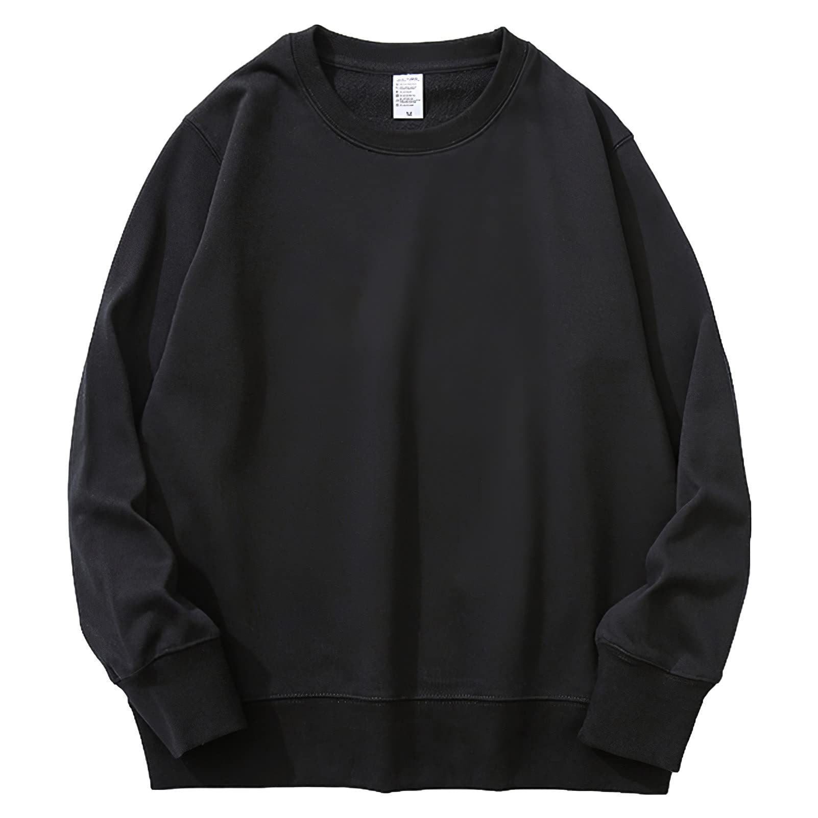 Unisex Uomo Donna 3 Pezzi Tuta da Ginnastica in Cotone - Camicie Girocollo, Felpa con Cappuccio e Pantaloni da Jogging con Tasche Nero XS