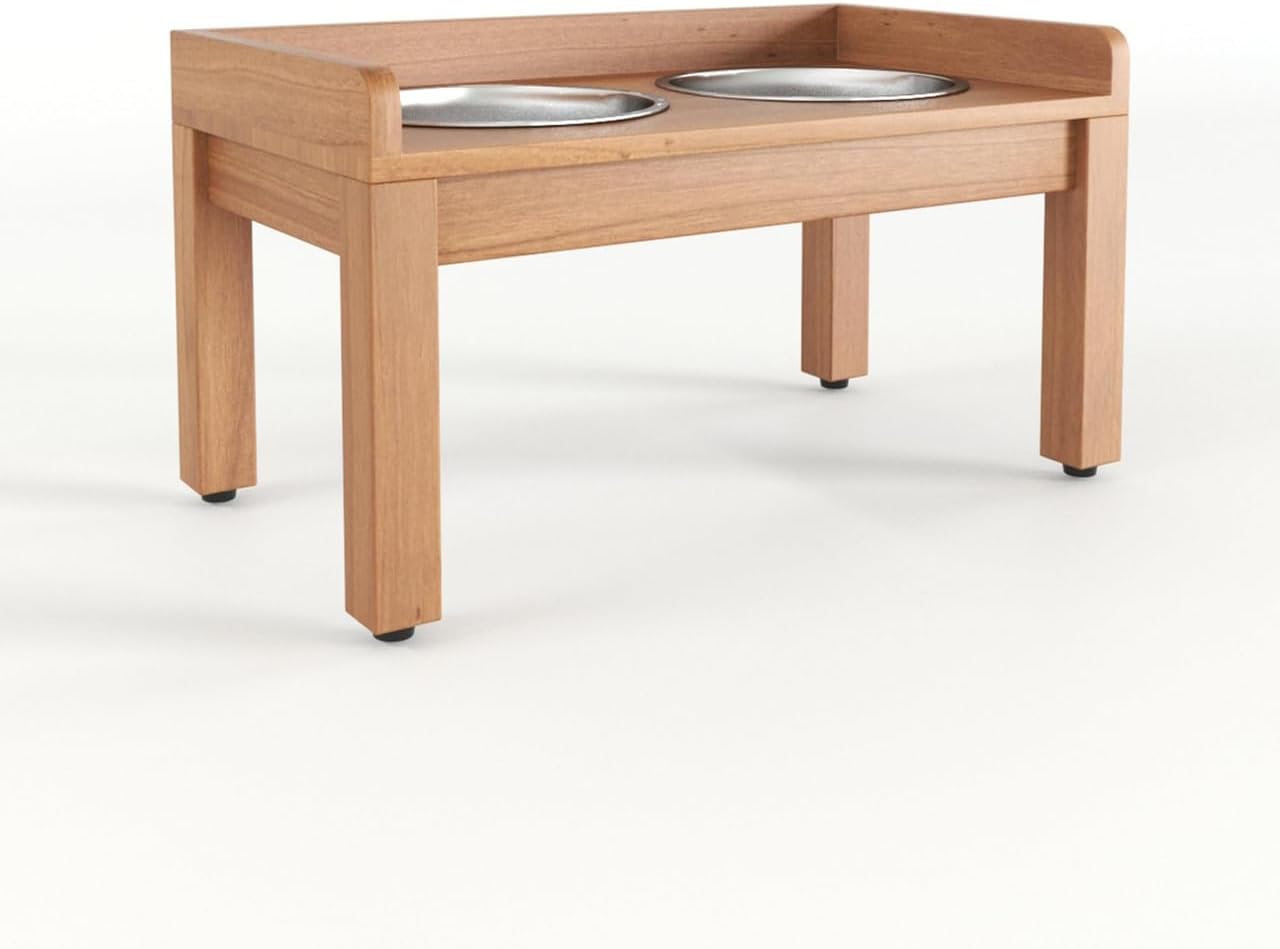 AquaTeak Manada Large Teak Pet Bowl Holder