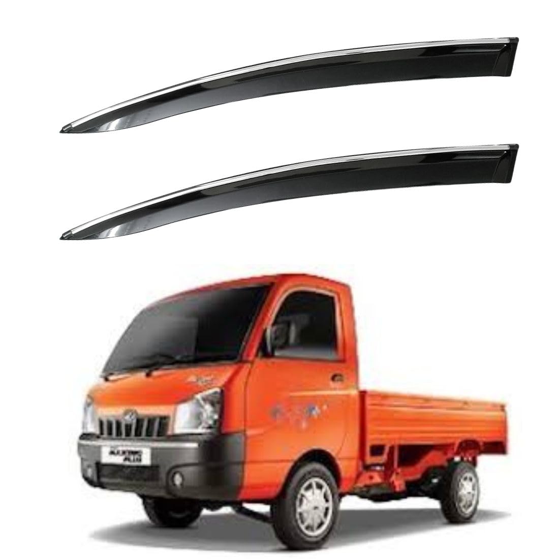 CAR SAAZ Unbreakable Chrome Smoke Door Visor for Maxximo (2011-2015)| Premium Sun, Rain Wind Deflector Chrome Strip Side Door Rain Visor – Set of 2 Pcs