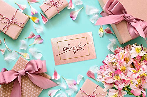 ITZAMNA Biglietti Di Ringraziamento Per Ordini: Confezione Da 100, Rosa Con Scritta Thank You For Your Order - 3