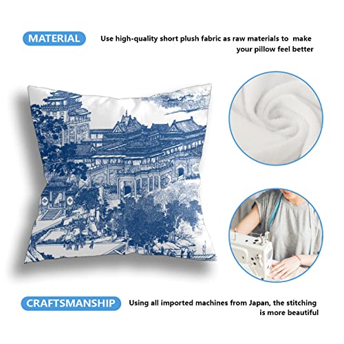 Asefcnxkjii Blue And White Chinoiserie Porcelain Inspiration Gorgeous Custom Polyester Throw Pillow Case Cushion Cover New Home Decorative Square (18" 18") #TOP3