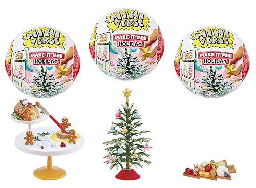 MGA's Miniverse Make It Mini Holiday 3 Pack Series Mini Collectibles - Seasonal, Blind Packaging, DIY, Resin Play, Replica Food, NOT Edible, Collectors, 8+