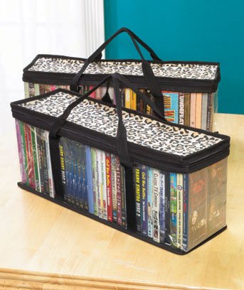 Set of 2 DVD Storage Bags - Holds 40 DVD's Each - 80 Total (Leopard)
