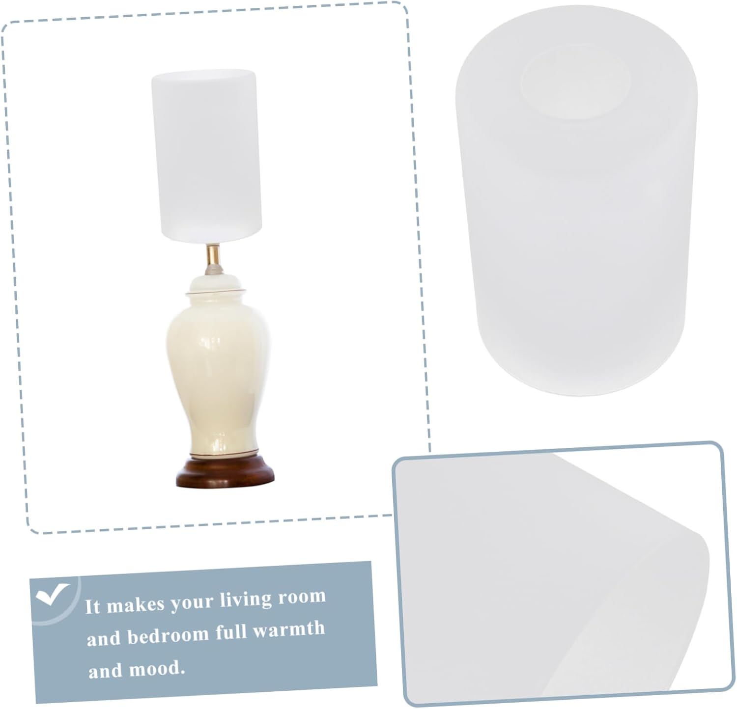 Generic 3pcs Frosted Glass Lampshade Replacement 10cm Diameter 15cm Height Diffuser Cover for Pendant Light Fixture