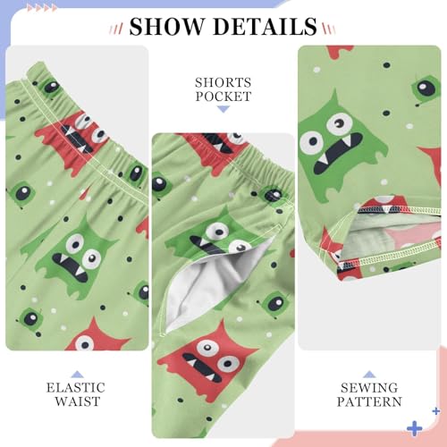 ALAZA Red and Green Monster Cartoon Pajamas Bottoms with Pockets Comfy Pjs Sleepwear Elastic Waistband Pajamas Pants Lounge Pants for 6-14 Years4