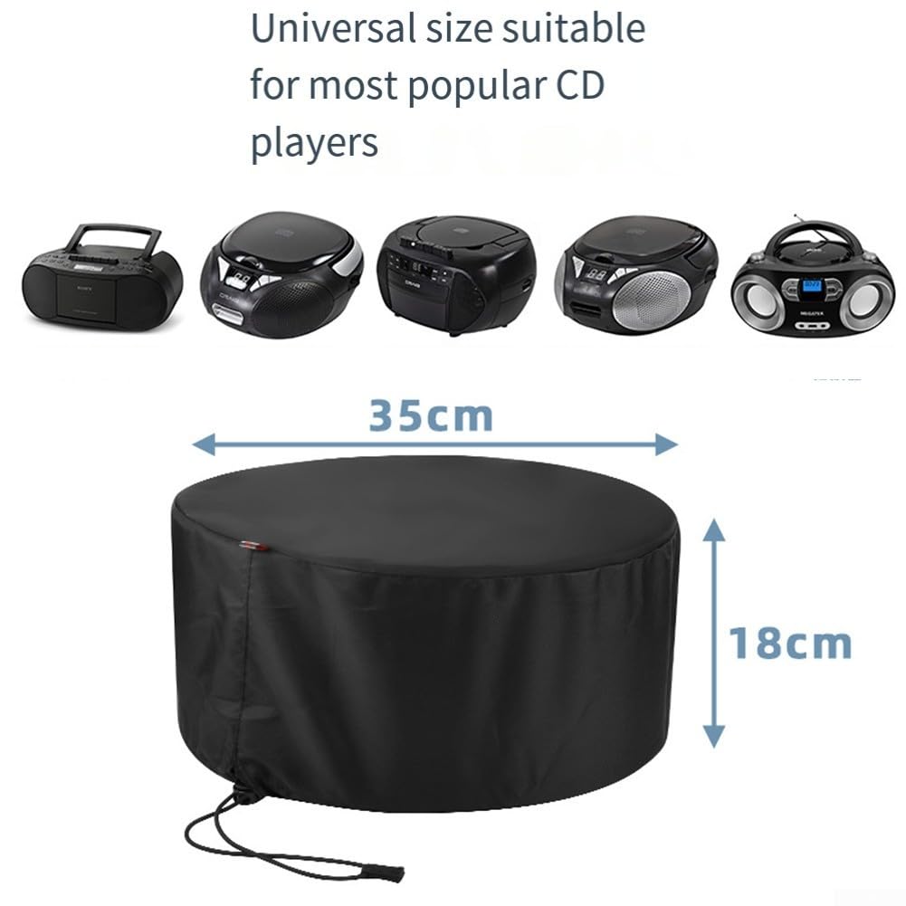 Zoegneer Staubschutz für CD-Player, Premium-Audio-Ausrüstung, kratzfest, staubdicht, PU-Leder, schwarz, 35 x 35 x 18,8 cm