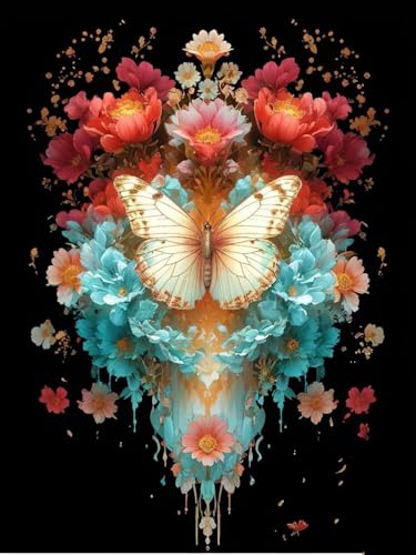 Diamond Painting Enfant et Adulte - Kit Broderie Fleurs 5D pour Décoration Murale de Salon