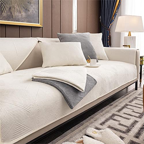 UNZYE Housse de canapé antidérapante pour chien/chat, housse de canapé pour 1/2/3 places, en forme de L, en forme de U, canapé d'angle (coussin 45 x 45 cm, blanc)