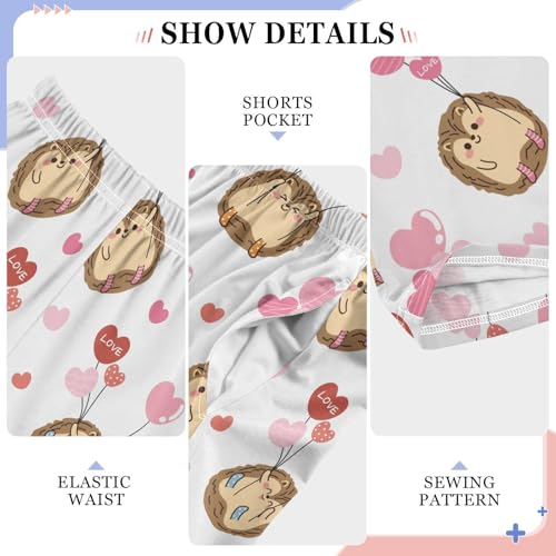 Hedgehog Love Heart Balloon Boys Long Pants Soft Trousers Elastic Waist Kids Lounge Bottoms with Pockets S-XL4