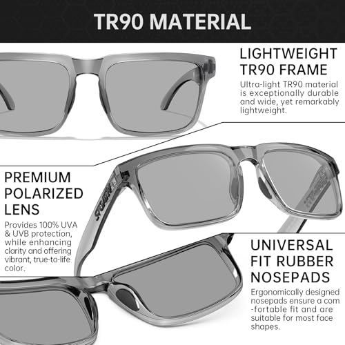 Image of STGATN Big Head Sunglasses for Men - 155MM for Large Wide Heads Men's TR90 Ultralight UV400 Protection Glasses