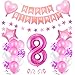 Luftballon 8. Geburtstag Mädchen, Geburtstagsdeko 8 Jahre Mädchen, Luftballon 8 Rosa, Folienballon 8 Mädchen, Happy Birthday Banner, Ballon 8 Rosa für Mädchen 8 Jahre Geburtstag Party