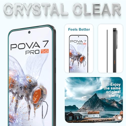 Image of ArmourPro Military Grade Gorilla Tempered Glass Screen Protector for Tecno Pova 7 and Pova 7 Pro 5G (6.78 Inch) With Easy Installation Kit| Edge-To-Edge Protector Coverage |Black