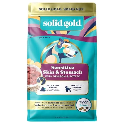 Solid Gold Dry Dog Food for Sensitive Stomachs - Grain Free & Gluten Free w/Venison, Pumpkin & Probiotics for Gut Health & Digestion - Sensitive Stomach Dog Food for All Ages - Nutrientboost –3.75LB