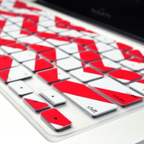 TopCase Chevron Zig - Zag Silicone Keyboard Cover Skin for MacBook 13" Unibody/Old MacBook Pro 13" 15" 17" y/New MacBook Air 13" / Wireless Keyboard + TopCase Mouse Pad (RED)