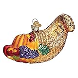 Old World Christmas Cornucopia Glass Blown Ornament for Christmas Tree, Handcrafted Holiday Decoration, Thanksgiving Collection