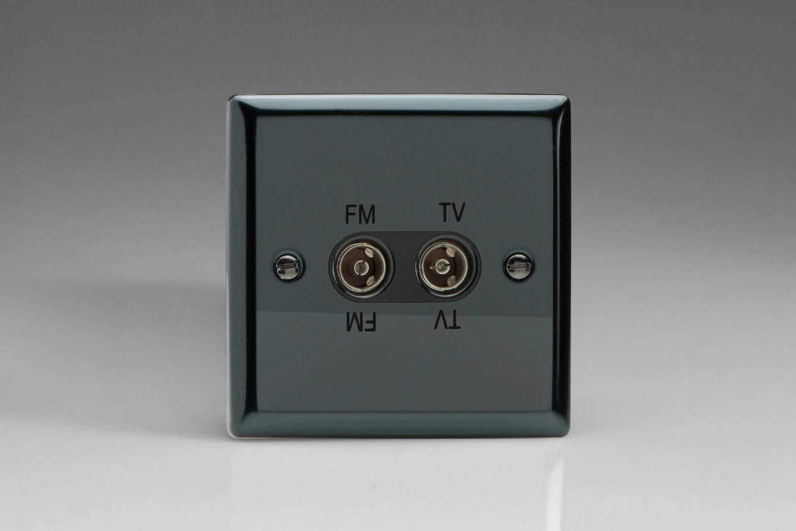 Varilight 2-Gang Diplex Plug Socket, TV/FM Iridium XITVFMB