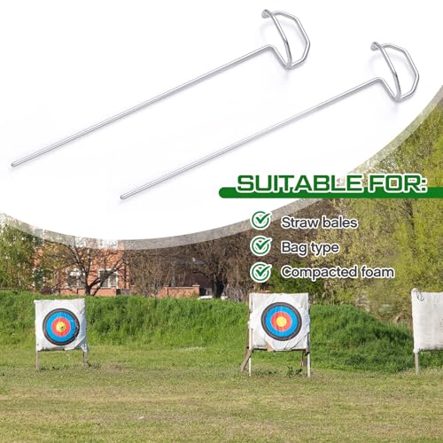 Image of Shimeyao 24 Pack 6 inch Archery Target Pins with Loop Handle Heavy Duty Stainless Steel for Thickened Bow Foam Straw Archery Targets for Backyard, Garden Landscape Staples, Range Hunting Practice