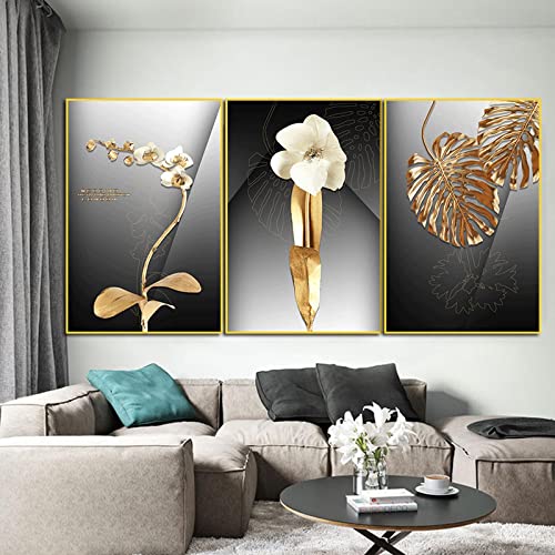 Toile peinture fleurs abstraites affiche blanche murale design moderne