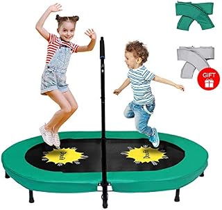 Doufit Trampoline for Kids and Adults with Adjustable Handle, TR-01 Double Jumping Fitness
