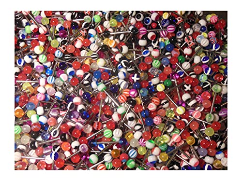 20 Assorted Surgical Steel Barbell Tongue Rings 14 Gauge
