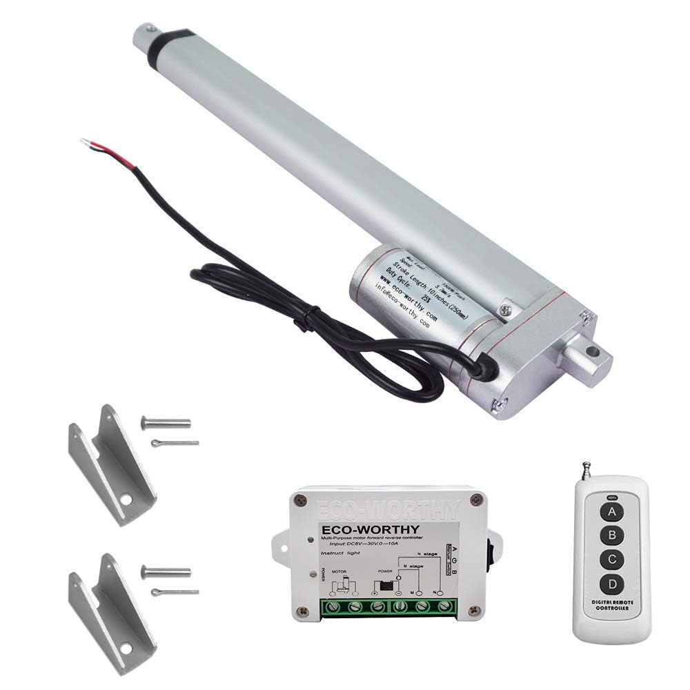 DCHOUSE 12V 250mm circa 10 pollici 1500N Attuatore lineare a corsa pesante 150KG Sollevamento massimo Motore senza fili Kit telecomando con supporti di montaggio, per tavoli rialzabili, letti da