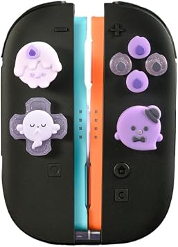 PERFECTSIGHT Cute Switch 2 D-Pad Button Caps Silicone Thumb Grips Set, ABXY Key Buttons Sticker Joystick Cover Caps Compatible with Nintendo Switch2, Candlelight Ghost