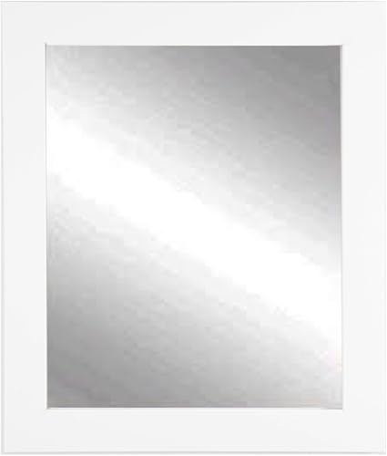 BrandtWorks Espejo de pared enmarcado blanco puro, 32 x 36 pulgadas